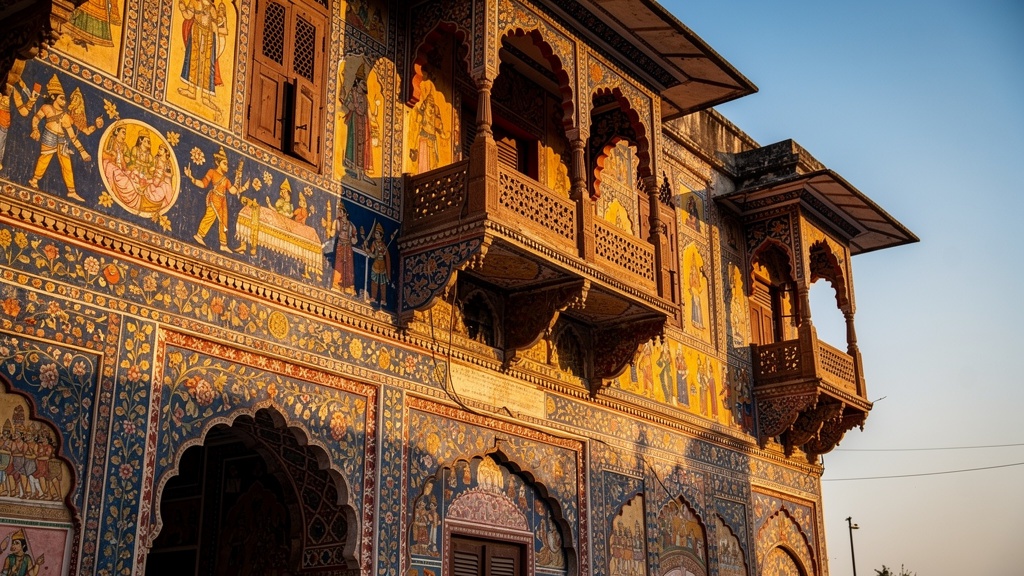 Shekhawati painted haveli with frescoes